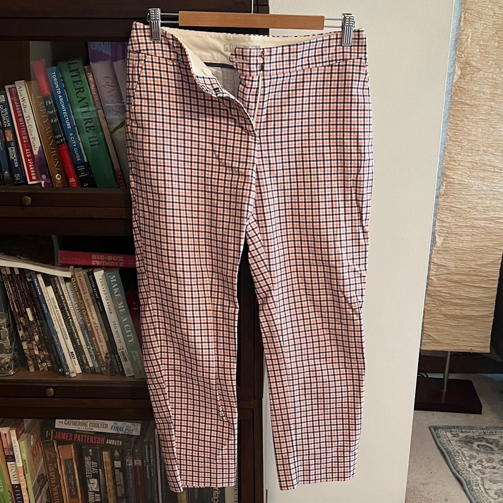 Boden Red and Blue Plaid Cropped Pants